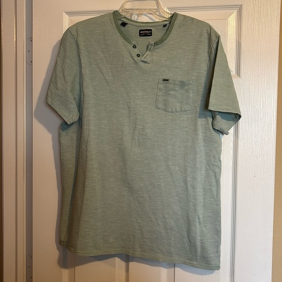 Buffalo David Bitton men’s green short sleeve henley t-shirt size XL - Picture 1 of 9